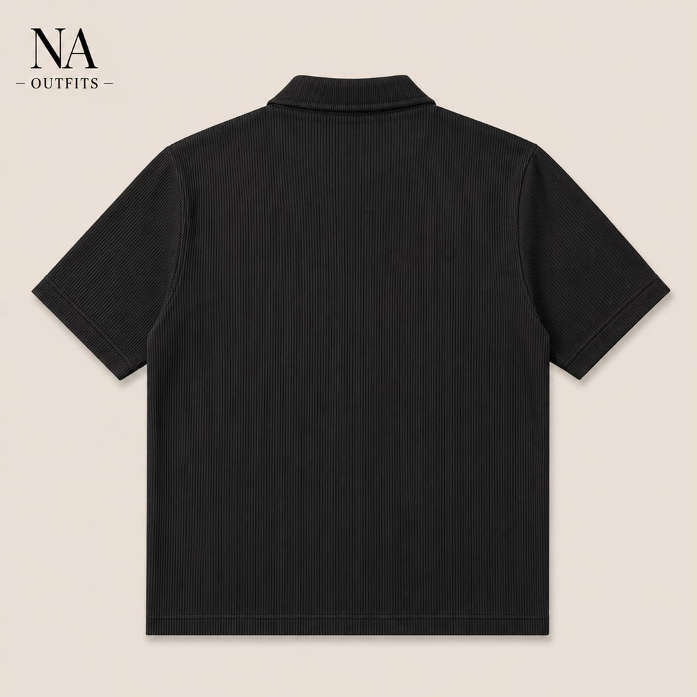 Black Johnny collar polo