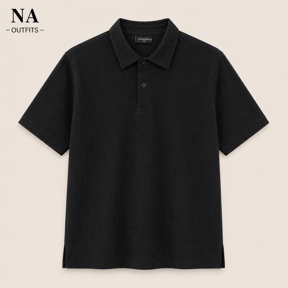 Black Buttoned Polo