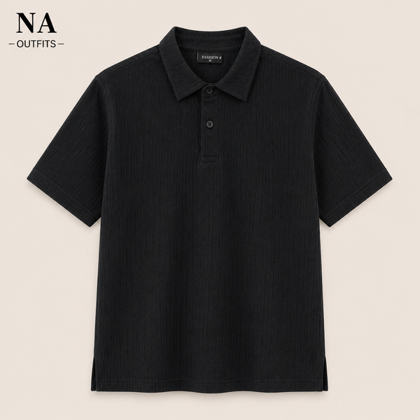 Black Buttoned Polo