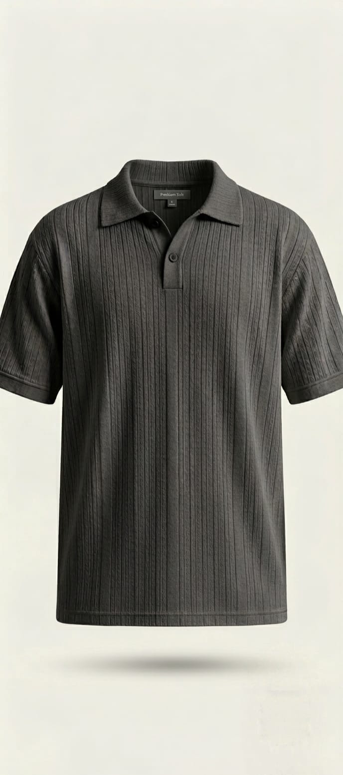 Black Ribbed Polo