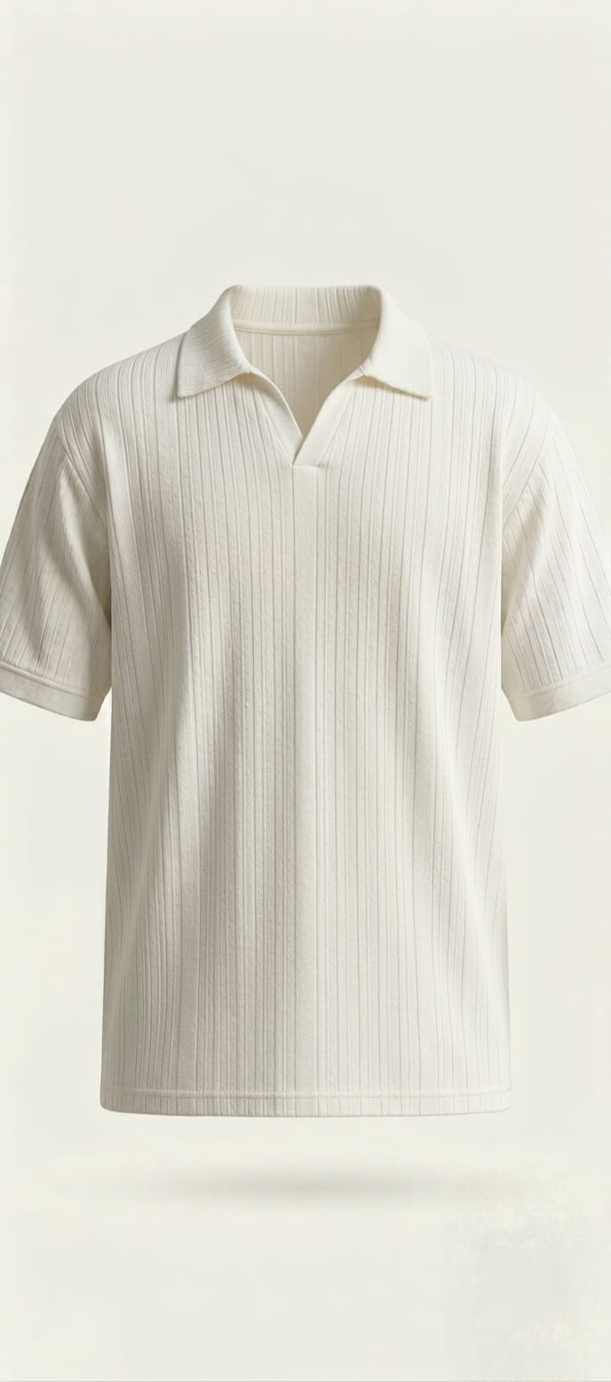 Ivory Ribbed Polo