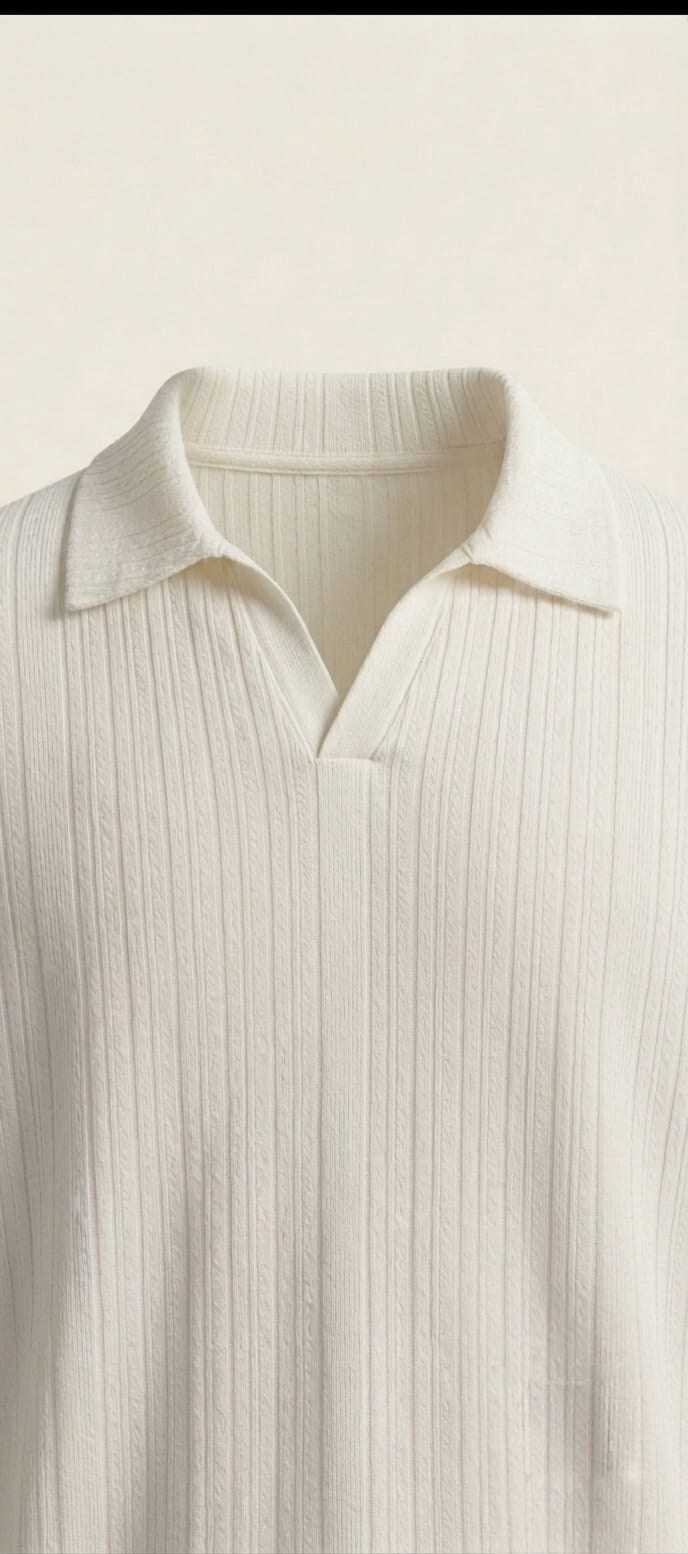 Ivory Ribbed Polo