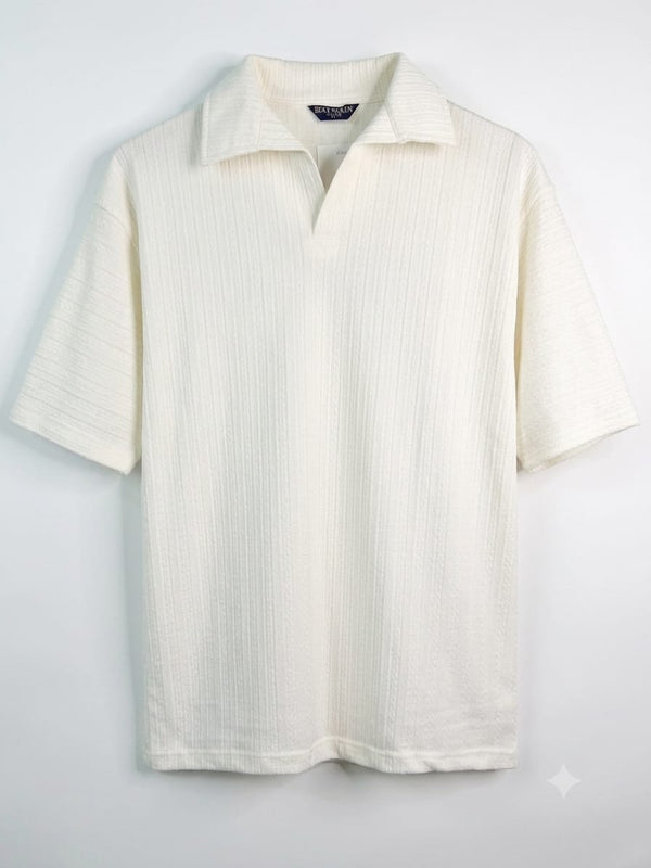 Ivory Ribbed Polo